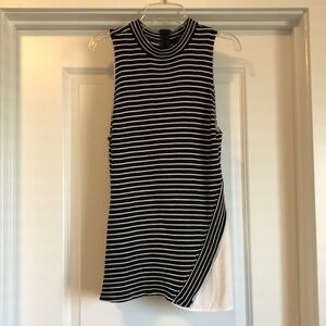 White House Black Market Womens Sleeveless Top Sz M Black White Stripe ALine